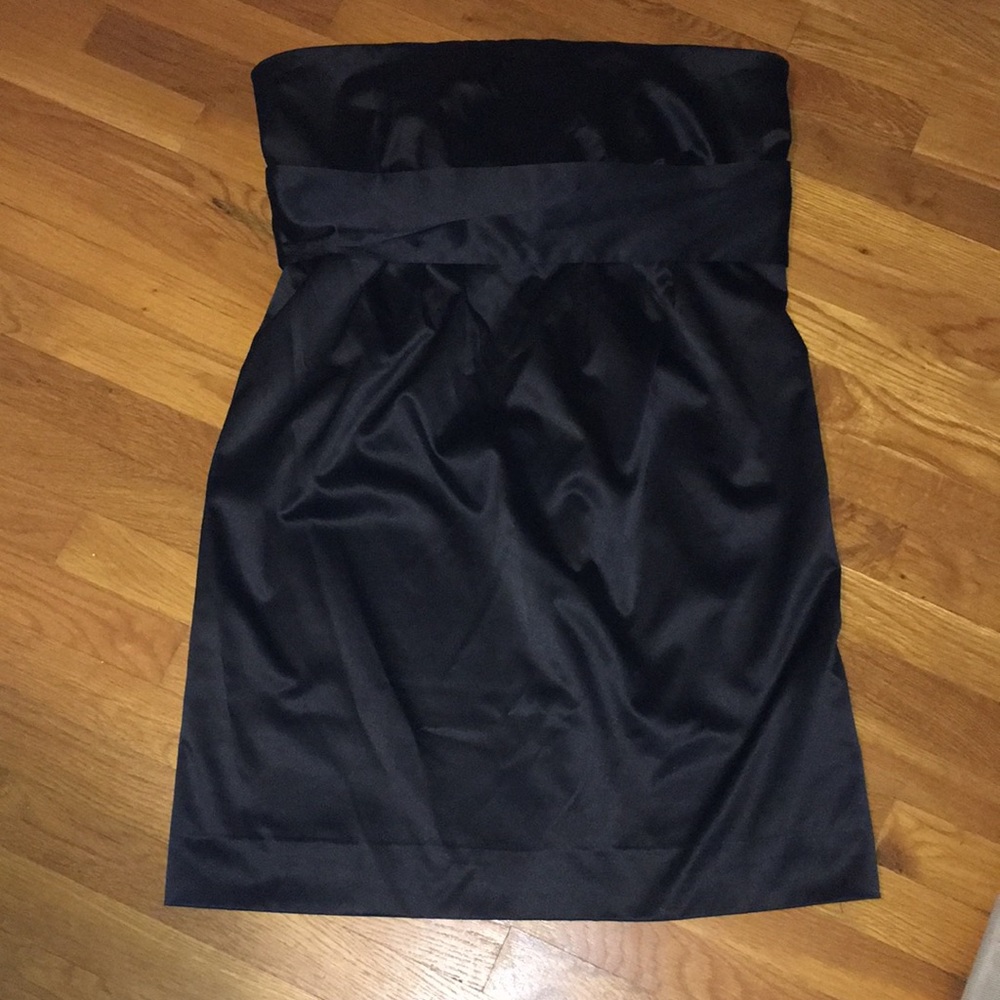Strapless satin mini dress